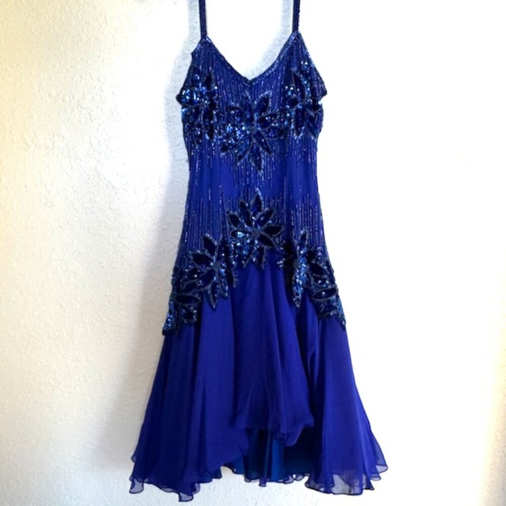 Cobalt Blue Beaded Vintage Party‎ Dress - Black Tie by He-Ro Industries
